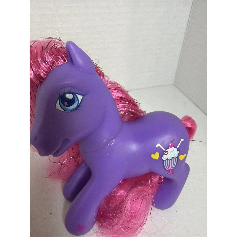 My Little Pony G3 Figure Lot ©2004 Hasbro Pink & Purple Ponies Tinsel Hair‎